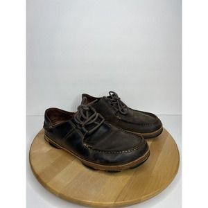 Olukai Ohana Men's Size 8.5 Lace Up‎ Brown Nubuck Leather Casual Shoes